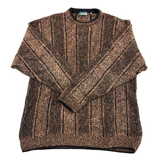 Vintage Wool Blend Grandpa Fisherman Sweater Made in Italy Brown Orange Large/XL - Picture 1 of 9